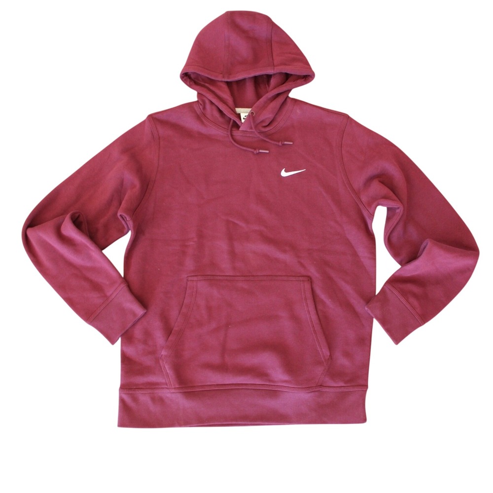 Nike Sportswear Club Fleece Hoodie Maroon Burgundy Swoosh 611457-681 Mens M